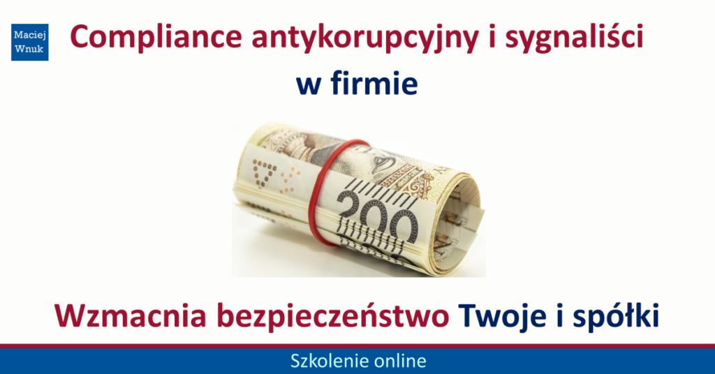 Compliance antykorupcyjny i sygnaliści w firmie. Bezpieczeństwo osobiste i korporacyjne