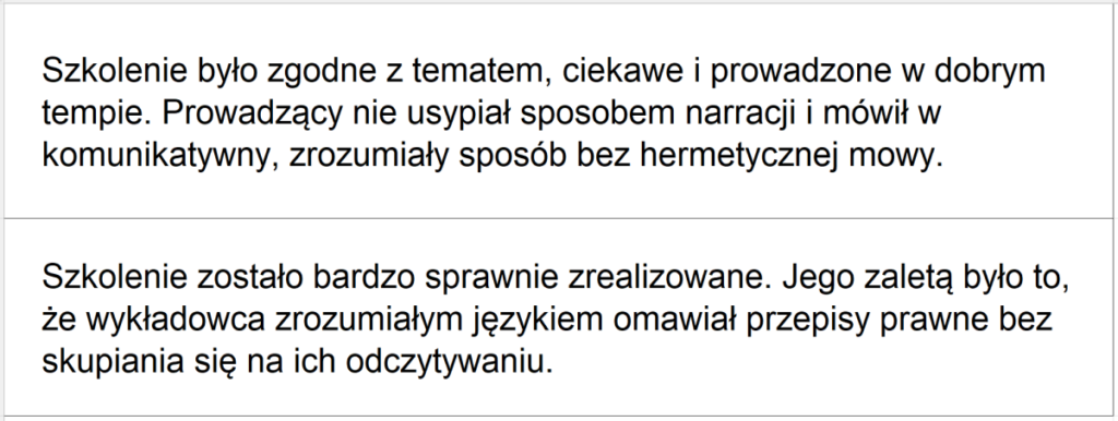 Ocena szkolenia prowadzonego przez Macieja Wnuka